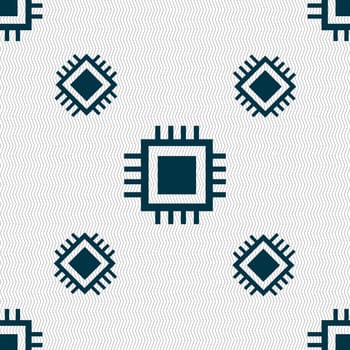 Central Processing Unit Icon. Technology scheme circle symbol. Seamless pattern with geometric texture. illustration