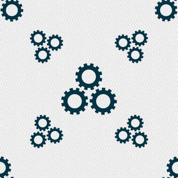 Cog settings sign icon. Cogwheel gear mechanism symbol. Seamless pattern with geometric texture. illustration