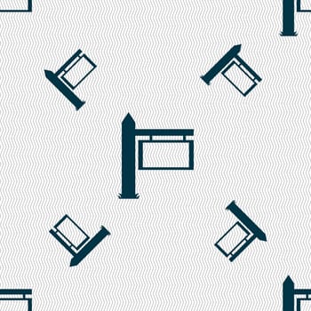 Information Road Sign icon sign. Seamless pattern with geometric texture. illustration