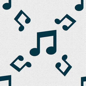 Music note sign icon. Musical symbol. Seamless pattern with geometric texture. illustration