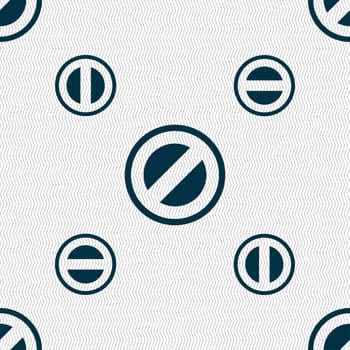 Cancel icon sign. Seamless pattern with geometric texture. illustration