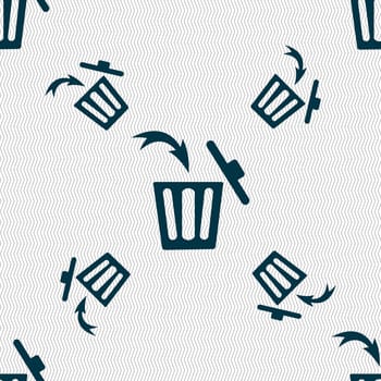 Recycle bin sign icon. Seamless pattern with geometric texture. illustration