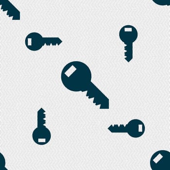 Key sign icon. Unlock tool symbol.. Seamless pattern with geometric texture. illustration