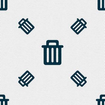 Recycle bin icon sign. Seamless pattern with geometric texture. illustration