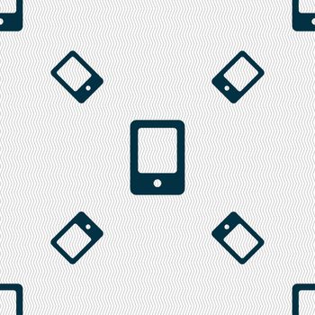 Tablet icon sign. Seamless pattern with geometric texture. illustration