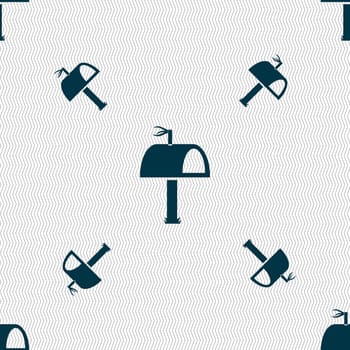 Mailbox icon sign. Seamless pattern with geometric texture. illustration