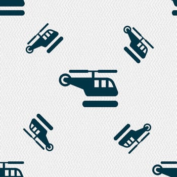 helicopter icon sign. Seamless pattern with geometric texture. illustration