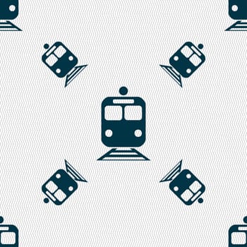train icon sign. Seamless pattern with geometric texture. illustration