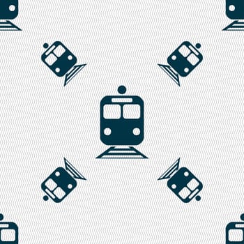 train icon sign. Seamless pattern with geometric texture. illustration