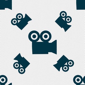 video camera icon sign. Seamless pattern with geometric texture. illustration