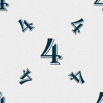 number four icon sign. Seamless pattern with geometric texture. illustration