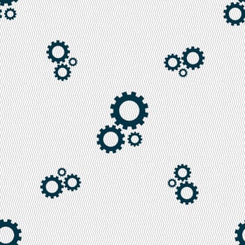 Cog settings sign icon. Cogwheel gear mechanism symbol. Seamless pattern with geometric texture. illustration