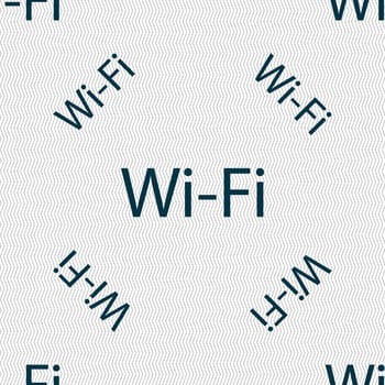 Free wifi sign. Wi-fi symbol. Wireless Network icon. Seamless pattern with geometric texture. illustration