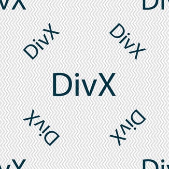 DivX video format sign icon. symbol. Seamless pattern with geometric texture. illustration