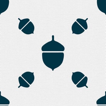 Acorn icon sign. Seamless pattern with geometric texture. illustration