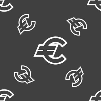 Euro EUR icon sign. Seamless pattern on a gray background. illustration