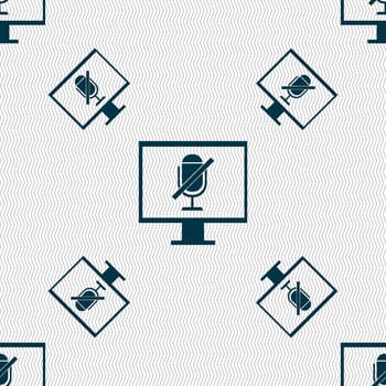 No Microphone sign icon. Speaker symbol. Seamless pattern with geometric texture. illustration