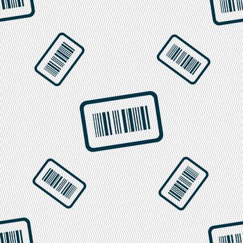 Barcode icon sign. Seamless pattern with geometric texture. illustration