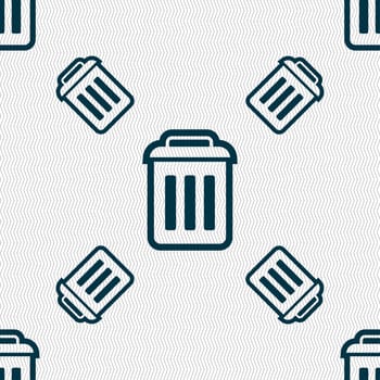 the trash icon sign. Seamless pattern with geometric texture. illustration