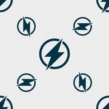 Photo flash sign icon. Lightning symbol. Seamless pattern with geometric texture. illustration