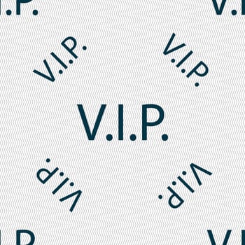 Vip sign icon. Membership symbol. Very important person. Seamless pattern with geometric texture. illustration