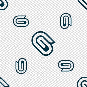 paper clip icon sign. Seamless pattern with geometric texture. illustration