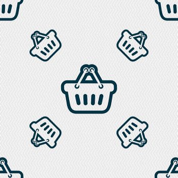 shopping cart icon sign. Seamless pattern with geometric texture. illustration