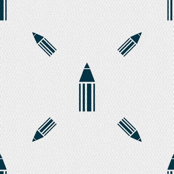 Pencil sign icon. Edit content button. Seamless pattern with geometric texture. illustration