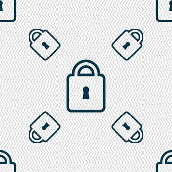 Lock icon sign. Seamless pattern with geometric texture. illustration