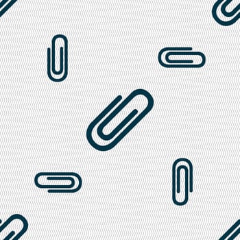 Paper clip sign icon. Clip symbol. Seamless pattern with geometric texture. illustration