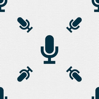 microphone icon sign. Seamless pattern with geometric texture. illustration