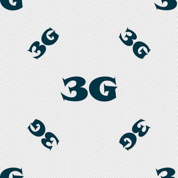 3G sign icon. Mobile telecommunications technology symbol. Seamless pattern with geometric texture. illustration