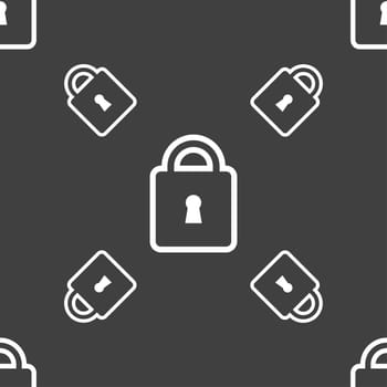 Lock icon sign. Seamless pattern on a gray background. illustration