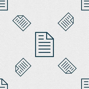 Text file sign icon. File document symbol. Seamless pattern with geometric texture. illustration