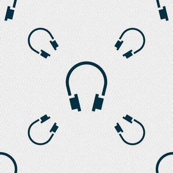 headsets icon sign. Seamless pattern with geometric texture. illustration