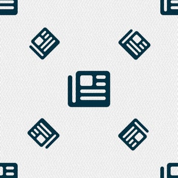 book, newspaper icon sign. Seamless pattern with geometric texture. illustration