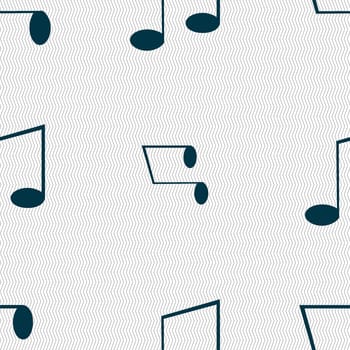 Music note sign icon. Musical symbol. Seamless abstract background with geometric shapes. illustration