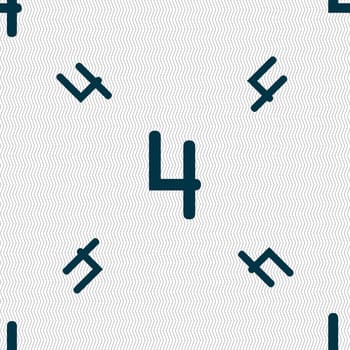 number four icon sign. Seamless pattern with geometric texture. illustration