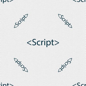 Script sign icon. Javascript code symbol. Seamless pattern with geometric texture. illustration