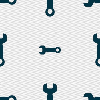 Wrench key sign icon. Service tool symbol. Seamless abstract background with geometric shapes. illustration