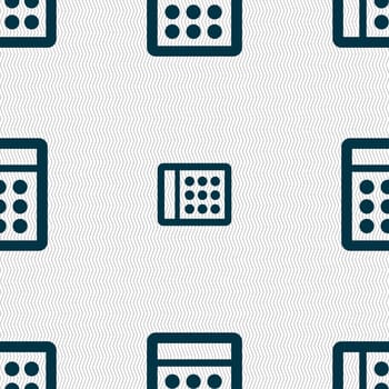 Calculator sign icon. Bookkeeping symbol. Seamless abstract background with geometric shapes. illustration
