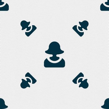 female silhouette icon sign. Seamless pattern with geometric texture. illustration