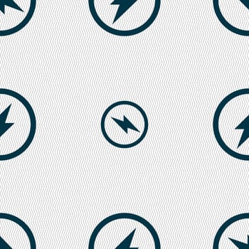 Photo flash sign icon. Lightning symbol. Seamless abstract background with geometric shapes. illustration