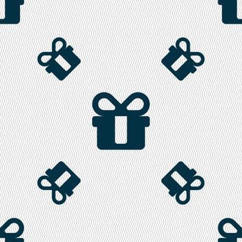 gift icon sign. Seamless pattern with geometric texture. illustration