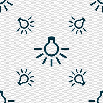 light bulb icon sign. Seamless pattern with geometric texture. illustration