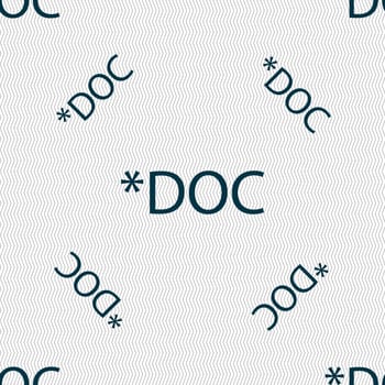 File document icon. Download doc button. Doc file extension symbol. Seamless pattern with geometric texture. illustration