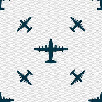 aircraft icon sign. Seamless pattern with geometric texture. illustration