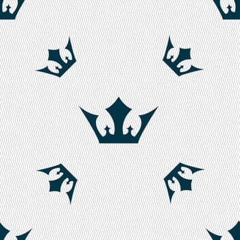 Crown icon sign. Seamless pattern with geometric texture. illustration