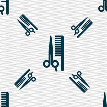 hair icon sign. Seamless pattern with geometric texture. illustration