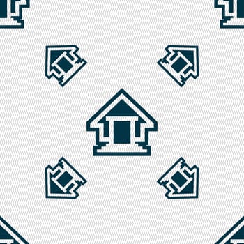 House icon sign. Seamless pattern with geometric texture. illustration